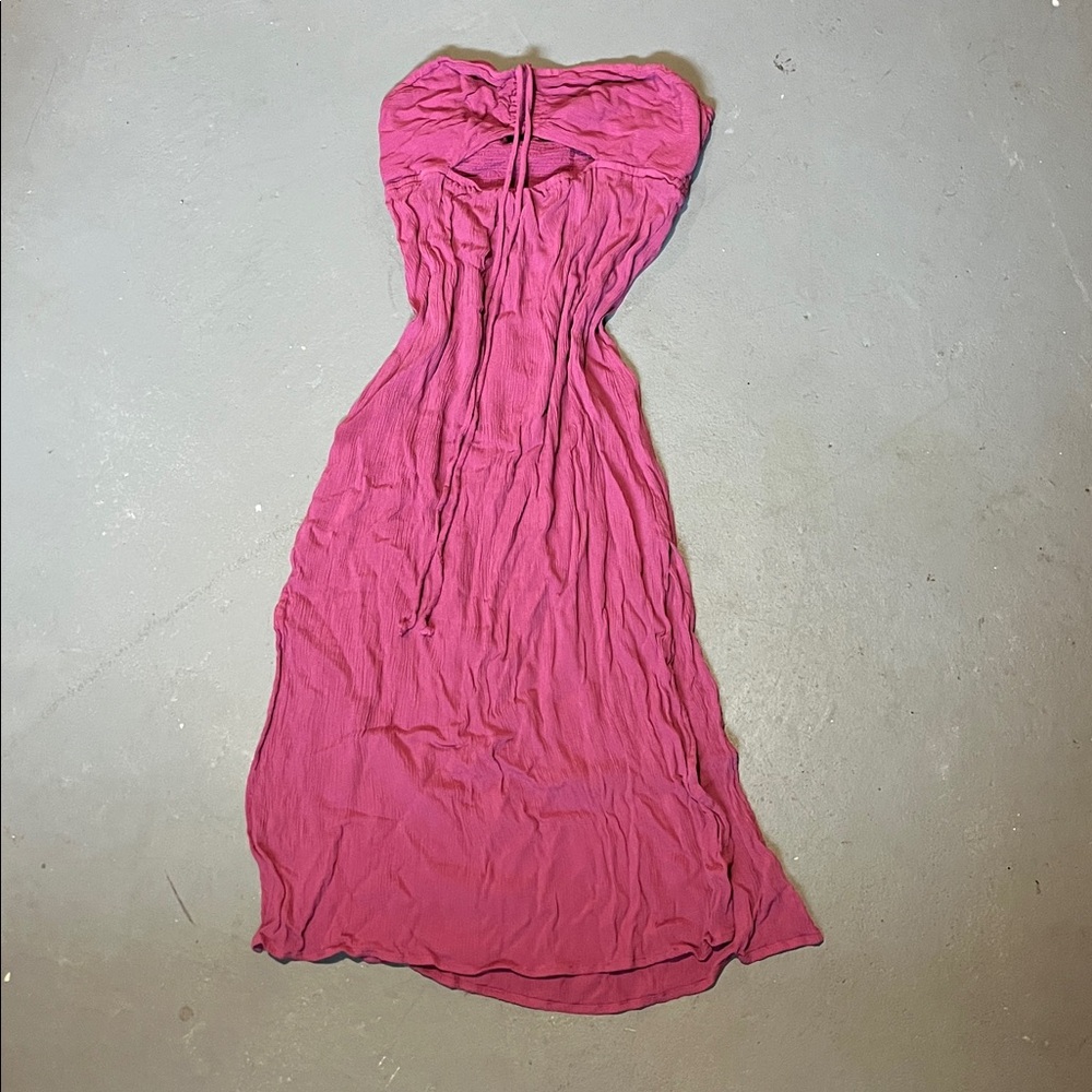 Pink Strapless Beach Coverup Dress